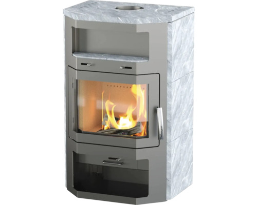 Rotheigner Kaminofen Tessin Naturstein Stahl gussgrau 8,5 kW