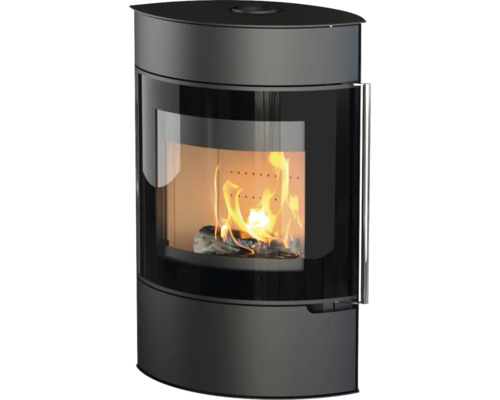 Kaminofen Thermia Elipso Max Stahl schwarz 8 kW mit Holzfach
