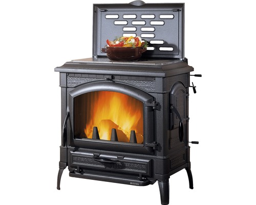 Kaminofen Isotta mit Kochplatte Guss schwarz 11,9 kW