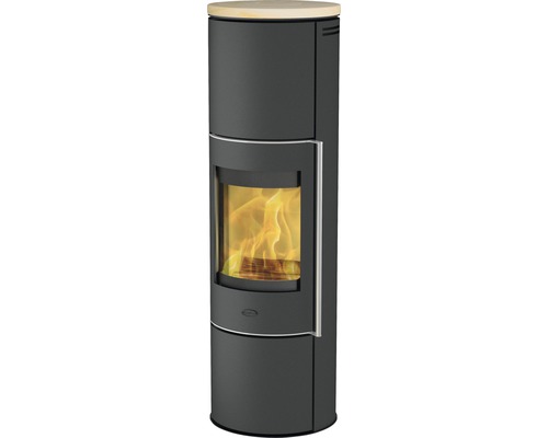 Kaminofen Fireplace Perondi RLU Stahl schwarz 6,4 kW mit Sandsteinabdeckung