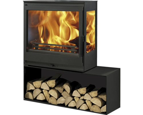 Kaminofen Panadero Charme 3V Stahl schwarz 7,8 kW mit Holzfach
