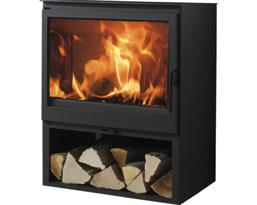 Kaminofen Panadero Acacia Stahl schwarz 8,2 kW mit Holzfach