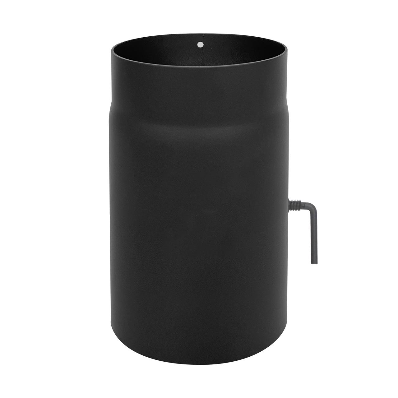 Ofenrohr mit Drosselklappe DN 150 mm Länge 250 mm schwarz