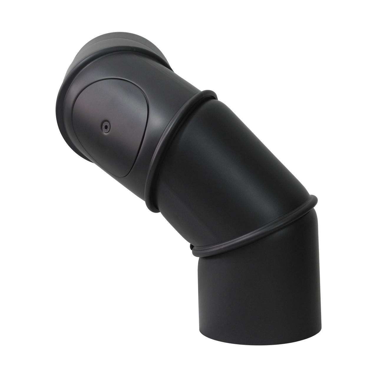Ofenrohr Multibogen verstellbar mit Tür DN 150 mm 3 x 45° schwarz