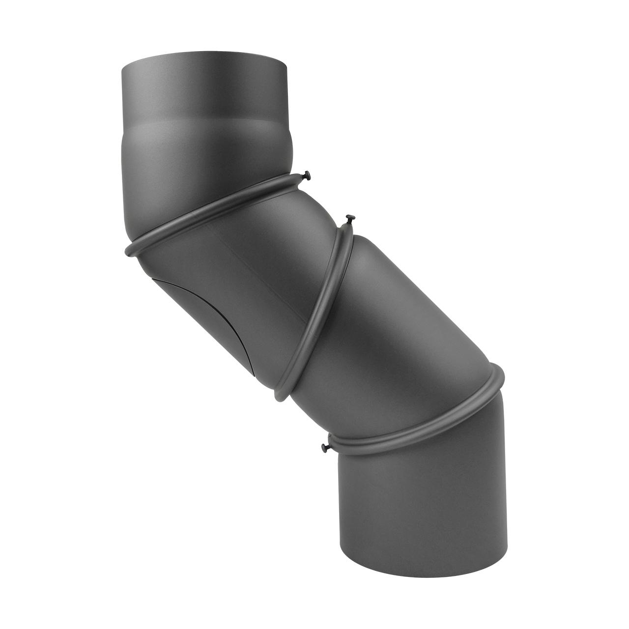 Ofenrohr Multibogen verstellbar mit Tür DN 150 mm 3 x 45° gussgrau
