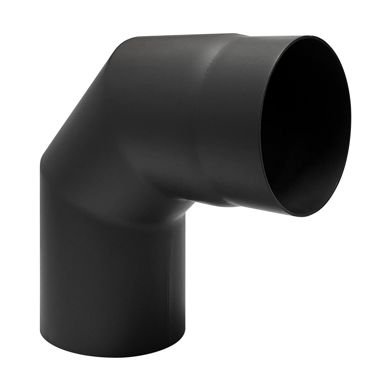 Ofenrohr Bogen 3-teilig starr geschliffen DN 150 mm 90° schwarz