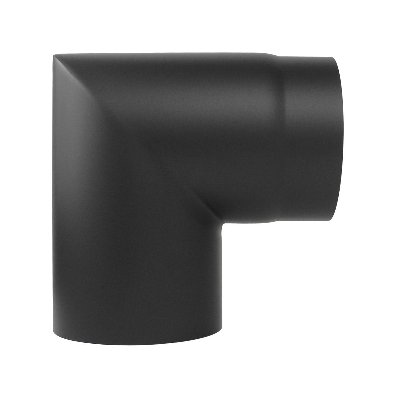 Ofenrohr Bogen 2-teilig starr geschliffen DN 120 mm 90° schwarz
