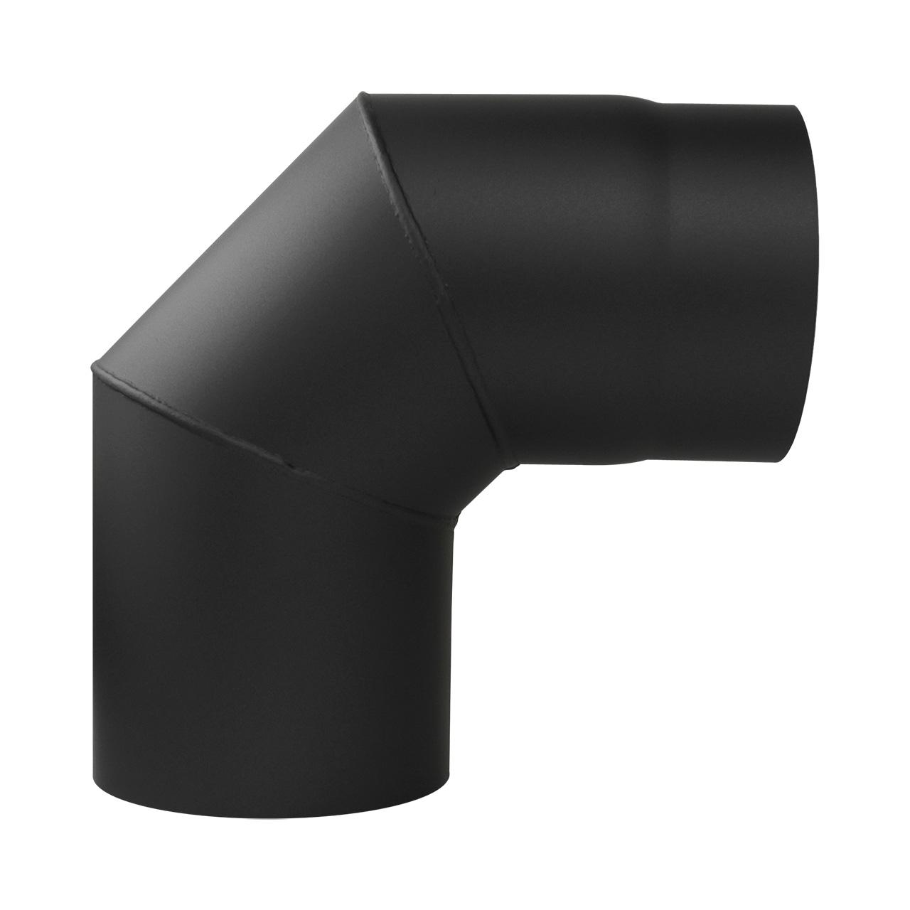 Ofenrohr Bogen 3-teilig starr DN 130 mm 90° schwarz